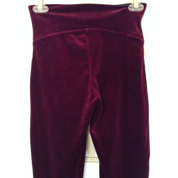 Spanx Leggings Wn M Burgundy Velvet Velour Slimming Pull On Stretch Athleisure - Picture 8 of 14